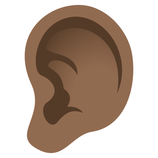 ear: medium-dark skin tone — JoyPixels