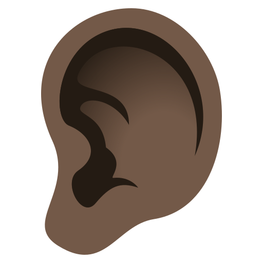ear: dark skin tone — JoyPixels