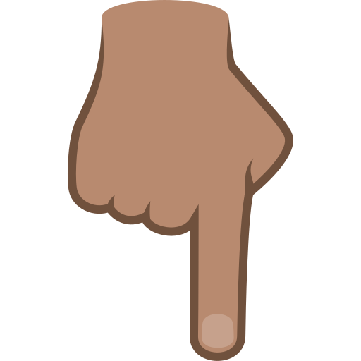 backhand index pointing down: medium skin tone — JoyPixels