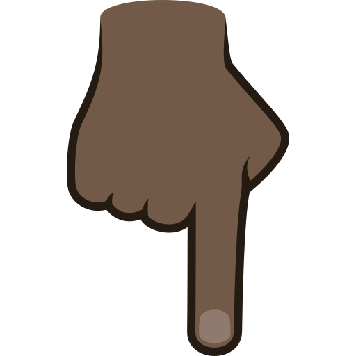 backhand index pointing down: dark skin tone — JoyPixels