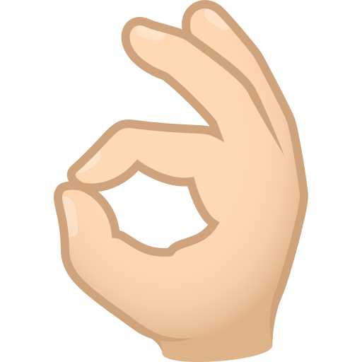 OK hand: light skin tone — JoyPixels