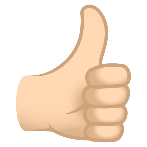 Thumbs up: Light Skin Tone as drawn by JoyPixels in 10.0