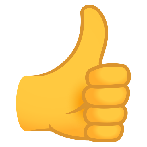 Thumbs up as drawn by JoyPixels in 10.0