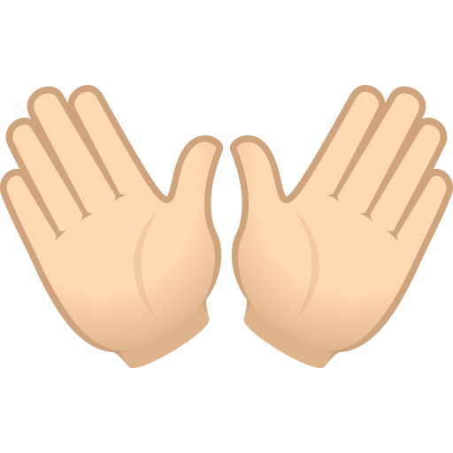 open hands: light skin tone — JoyPixels