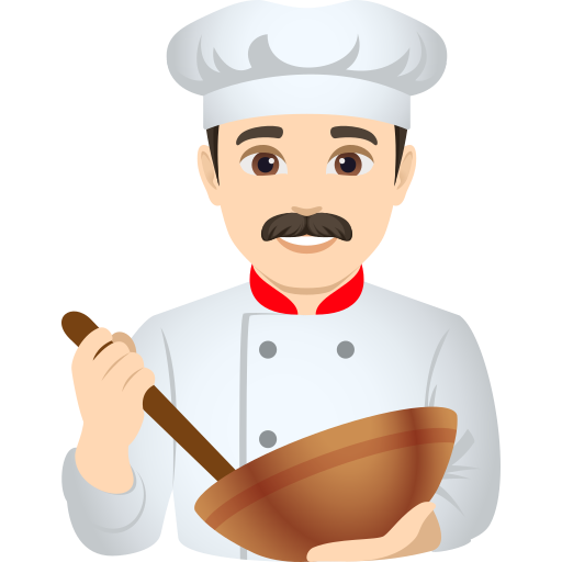 man cook: light skin tone — JoyPixels