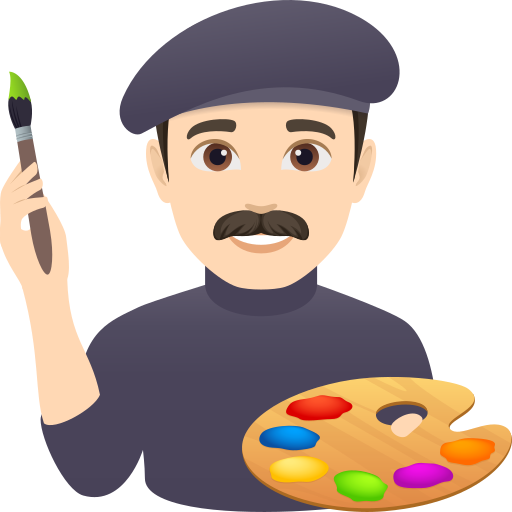 man artist: light skin tone — JoyPixels