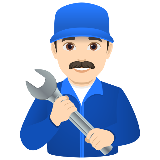 man mechanic: light skin tone — JoyPixels