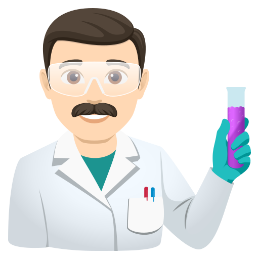 man scientist: light skin tone — JoyPixels