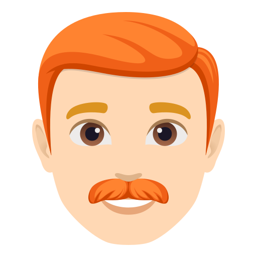 man: light skin tone, red hair — JoyPixels