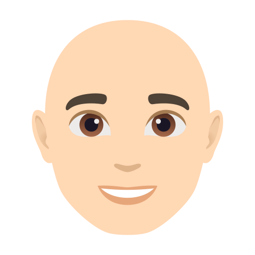 man: light skin tone, bald — JoyPixels