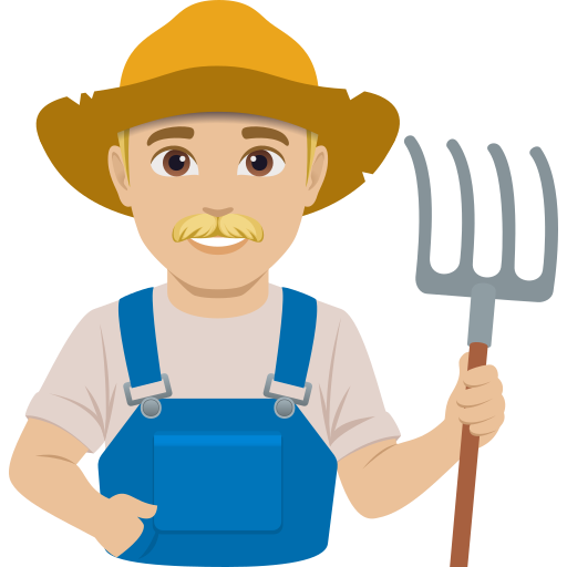 man farmer: medium-light skin tone — JoyPixels