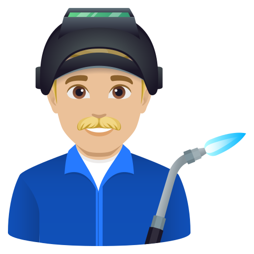 man factory worker: medium-light skin tone — JoyPixels