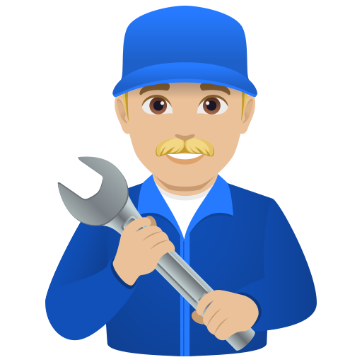 man mechanic: medium-light skin tone — JoyPixels