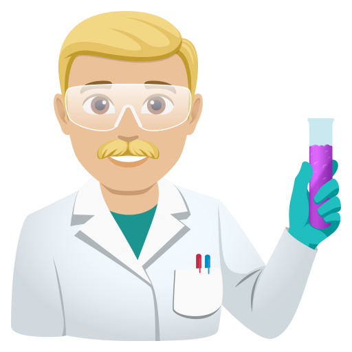 man scientist: medium-light skin tone — JoyPixels