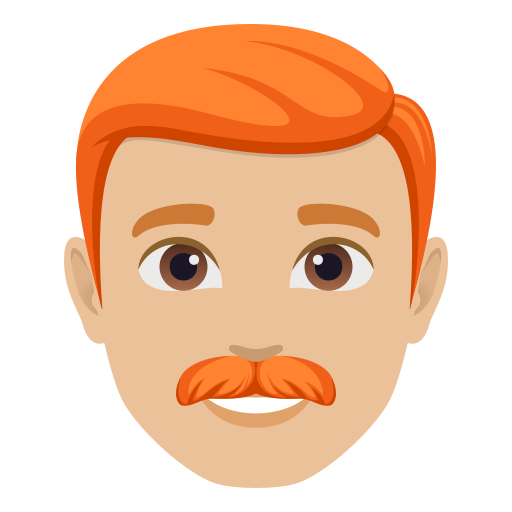 man: medium-light skin tone, red hair — JoyPixels