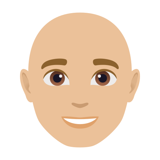 man: medium-light skin tone, bald — JoyPixels