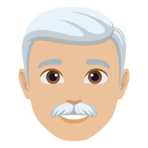 man: medium-light skin tone, white hair — JoyPixels