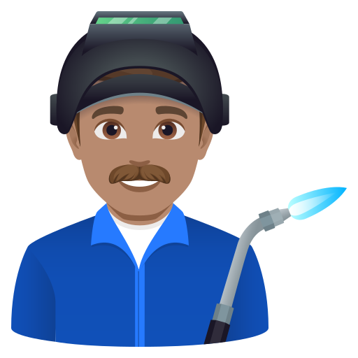 man factory worker: medium skin tone — JoyPixels