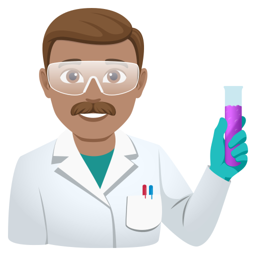 man scientist: medium skin tone — JoyPixels