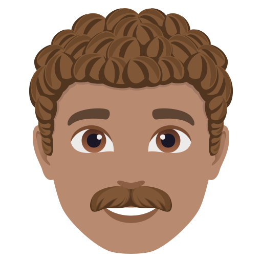 man: medium skin tone, curly hair — JoyPixels
