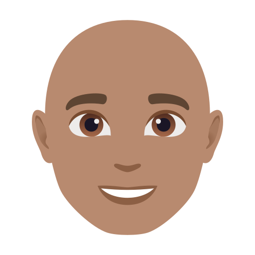 man: medium skin tone, bald — JoyPixels