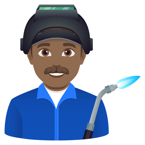 man factory worker: medium-dark skin tone — JoyPixels