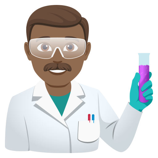 man scientist: medium-dark skin tone — JoyPixels
