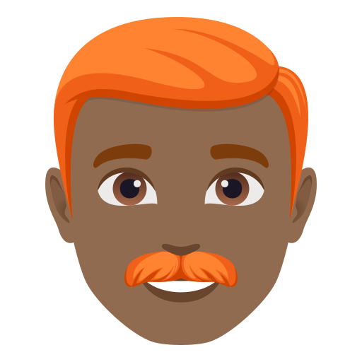 man: medium-dark skin tone, red hair — JoyPixels