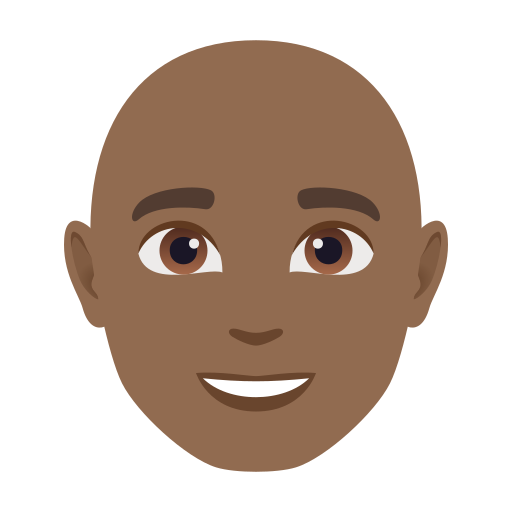 man: medium-dark skin tone, bald — JoyPixels