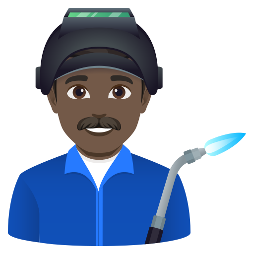 man factory worker: dark skin tone — JoyPixels