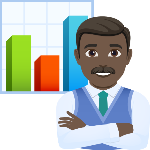 man office worker: dark skin tone — JoyPixels