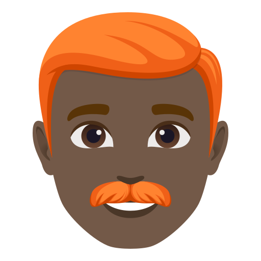man: dark skin tone, red hair — JoyPixels