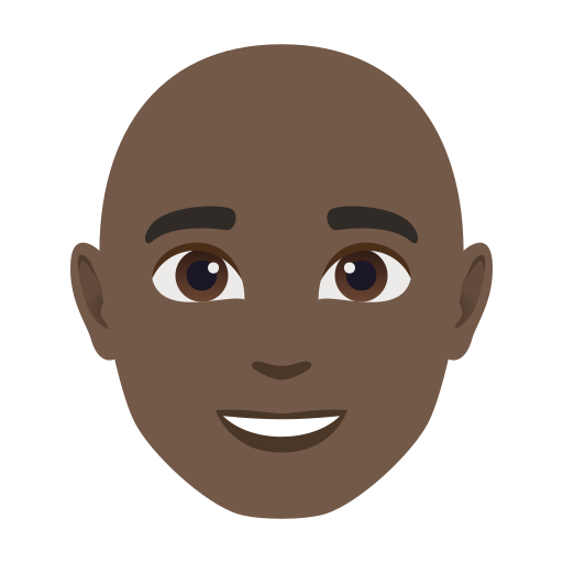 man: dark skin tone, bald — JoyPixels