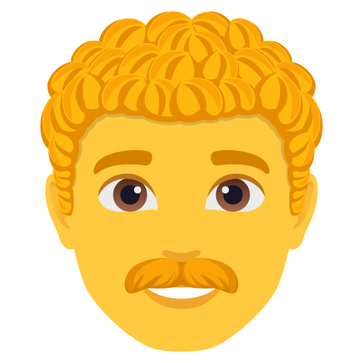man: curly hair — JoyPixels