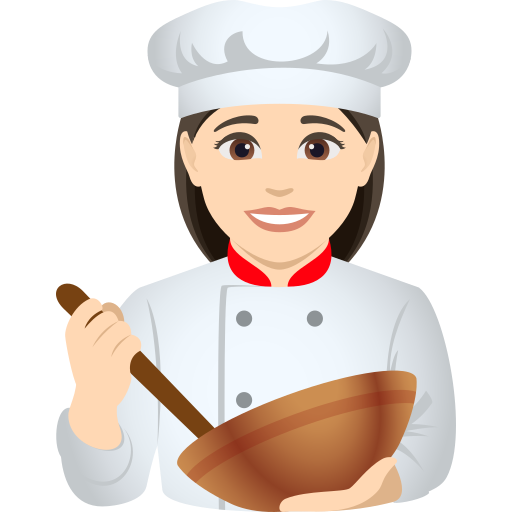 woman cook: light skin tone — JoyPixels