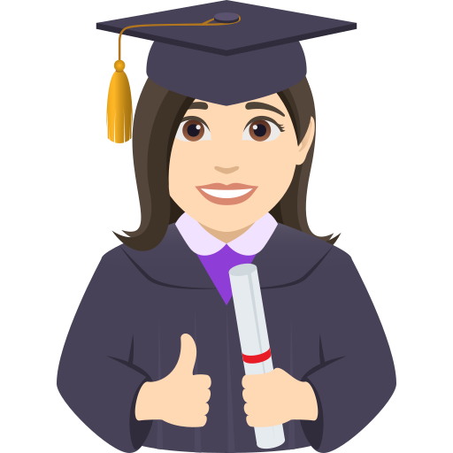 woman student: light skin tone — JoyPixels