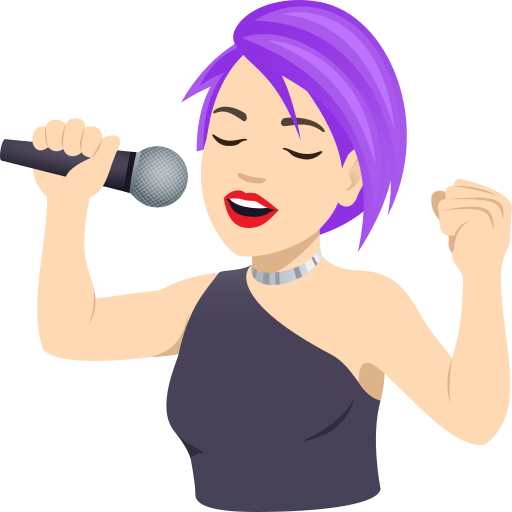 woman singer: light skin tone — JoyPixels