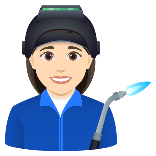 woman factory worker: light skin tone — JoyPixels