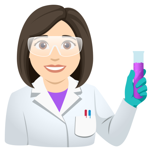 woman scientist: light skin tone — JoyPixels