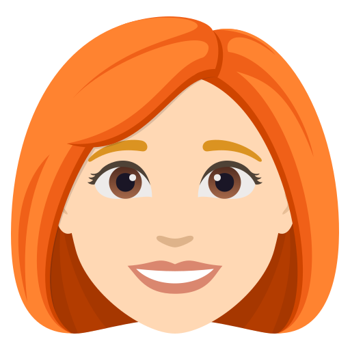 woman: light skin tone, red hair — JoyPixels