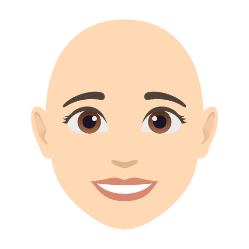 woman: light skin tone, bald — JoyPixels