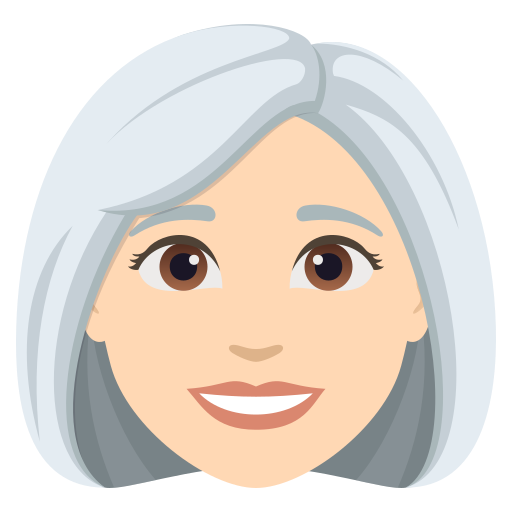 woman: light skin tone, white hair — JoyPixels