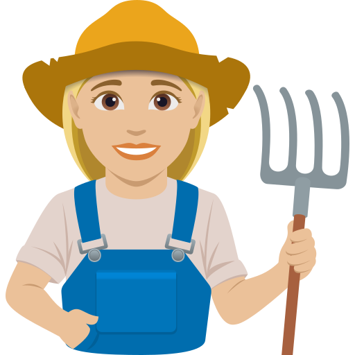 woman farmer: medium-light skin tone — JoyPixels