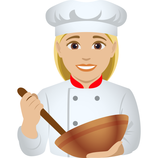 woman cook: medium-light skin tone — JoyPixels