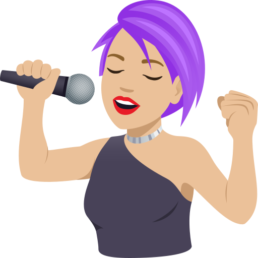 woman singer: medium-light skin tone — JoyPixels