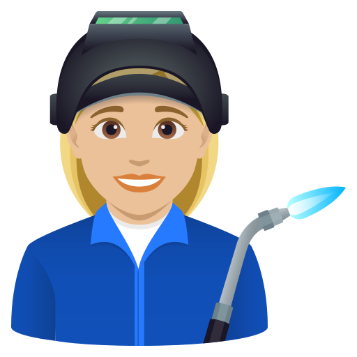 woman factory worker: medium-light skin tone — JoyPixels