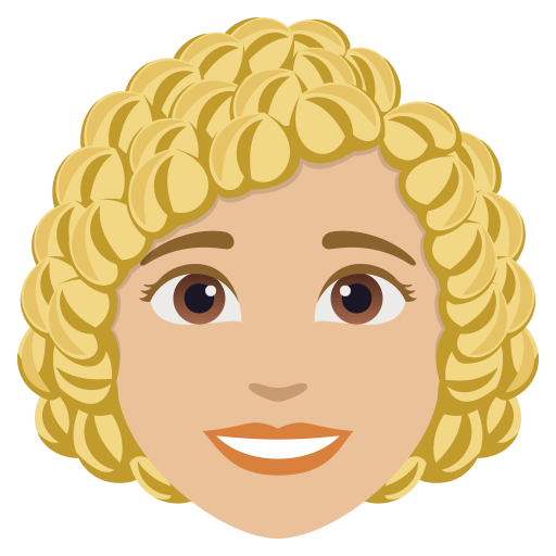 woman: medium-light skin tone, curly hair — JoyPixels