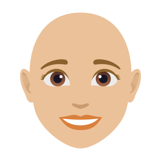 woman: medium-light skin tone, bald — JoyPixels