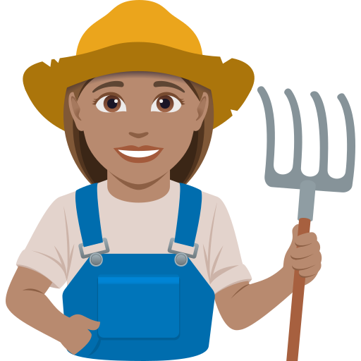 woman farmer: medium skin tone — JoyPixels