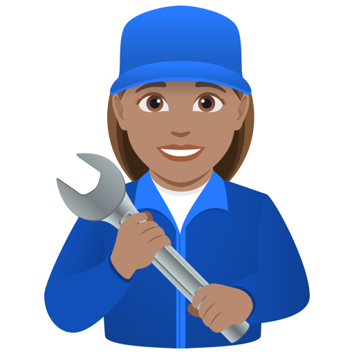 woman mechanic: medium skin tone — JoyPixels